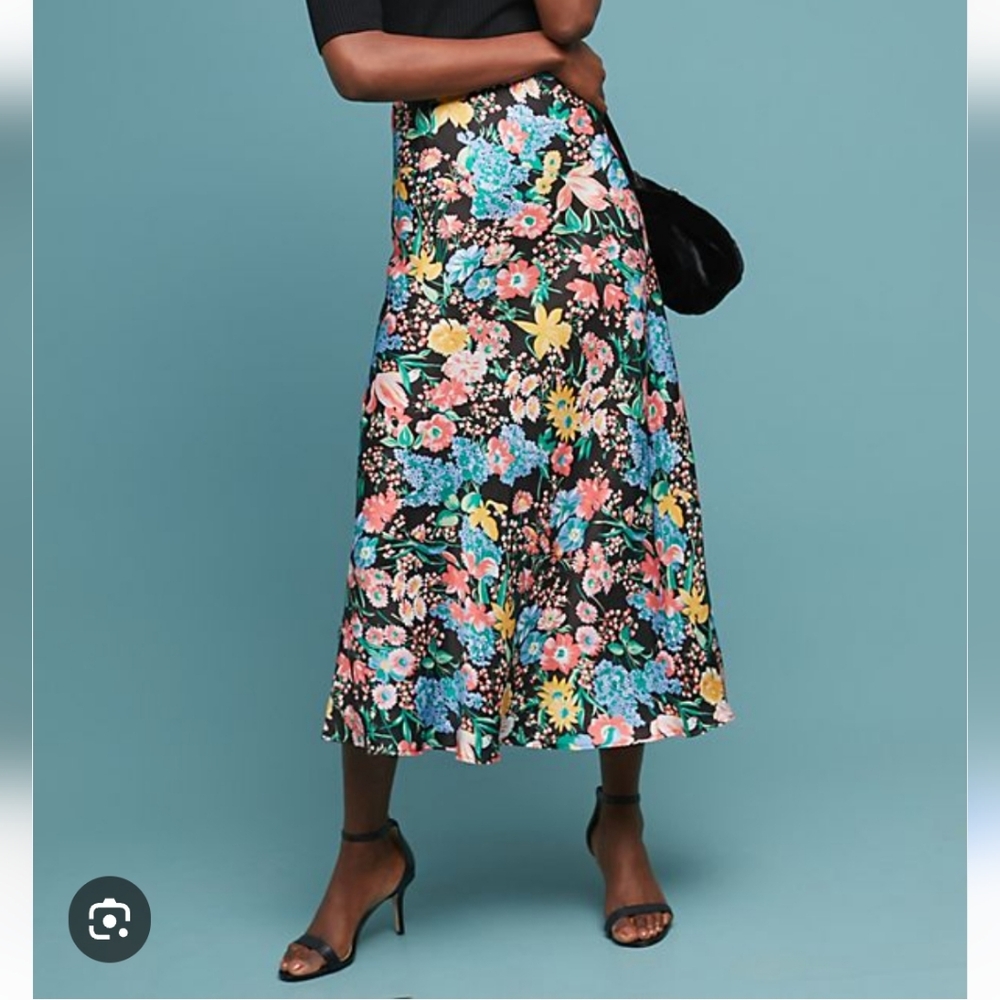 Anthropologie Black and Yellow Maxi Skirt